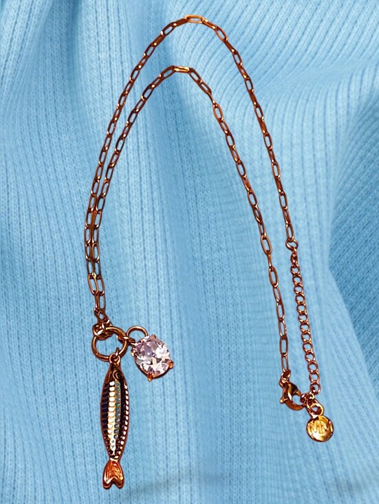 Mayamar Jewelry - Mayamar Crystal Beaded Fish Charm Nexklace